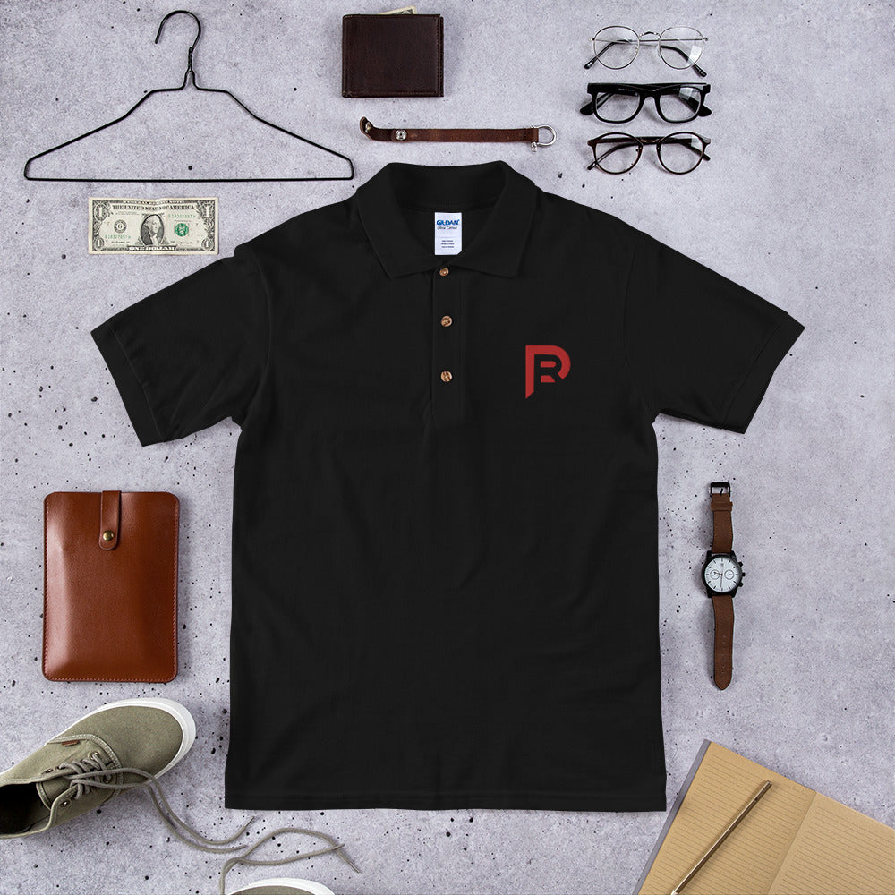 RP1 Black Red Embroidered Polo Shirt