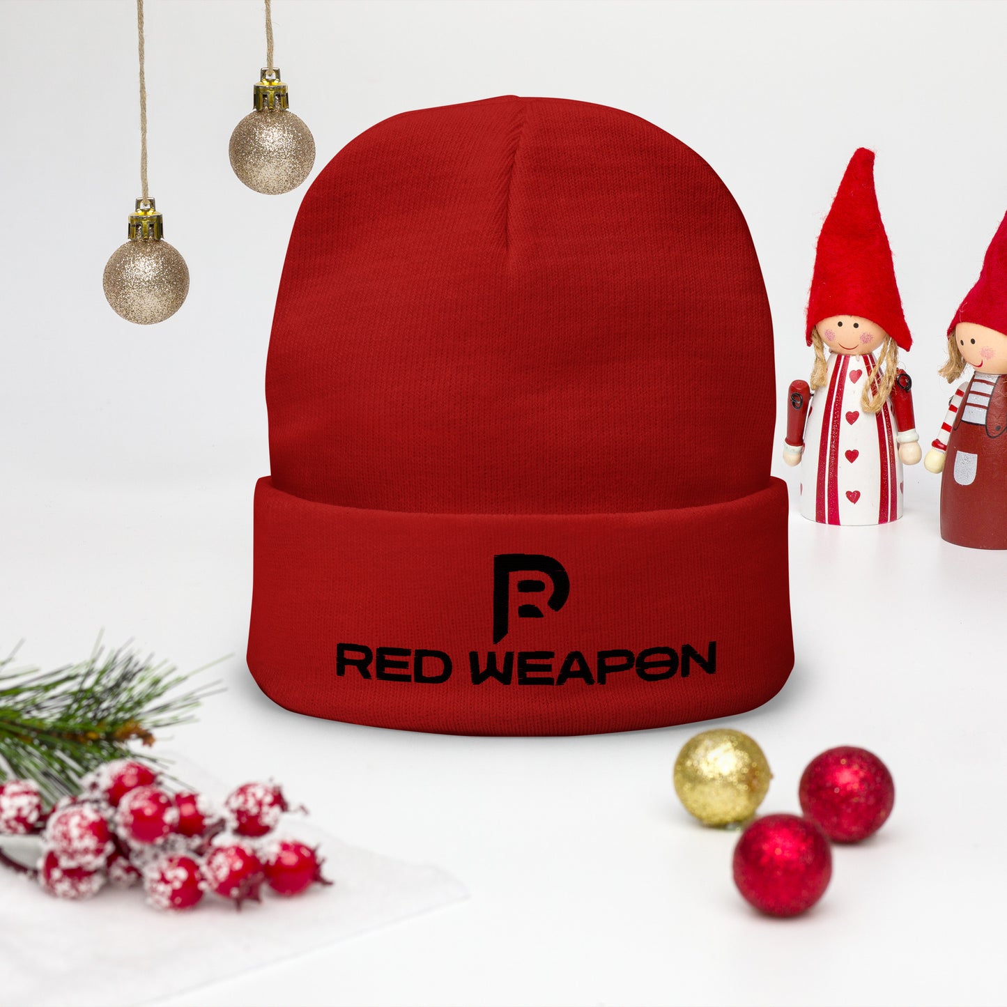 Red Weapon Embroidered Beanie
