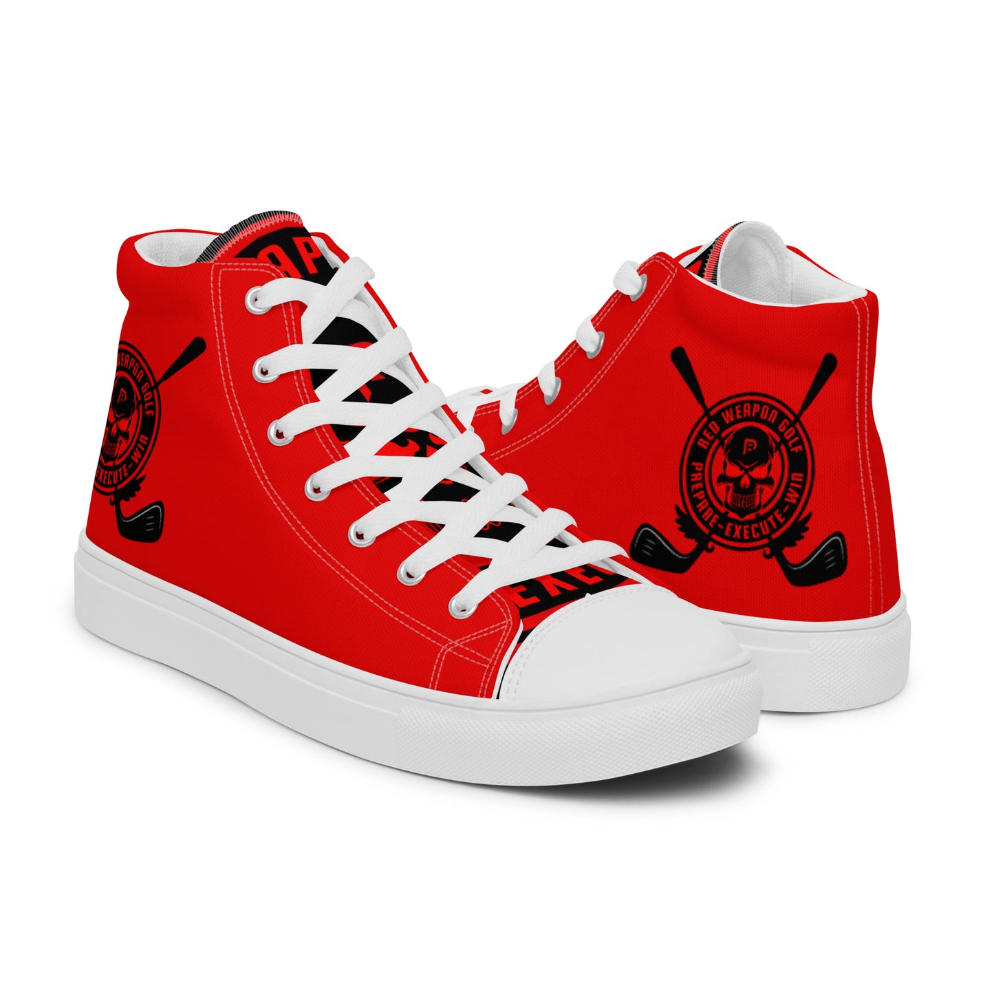 Red Weapon Golf Prepare-Execute-Win High Top Canvas Shoes